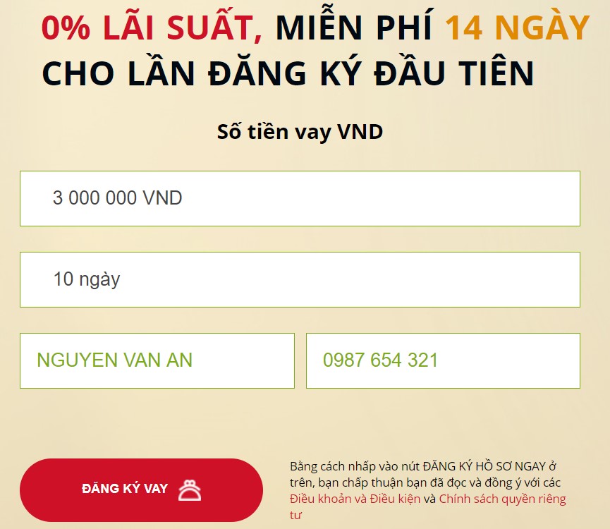 Bước 1. Nhập thông tin khoản vay