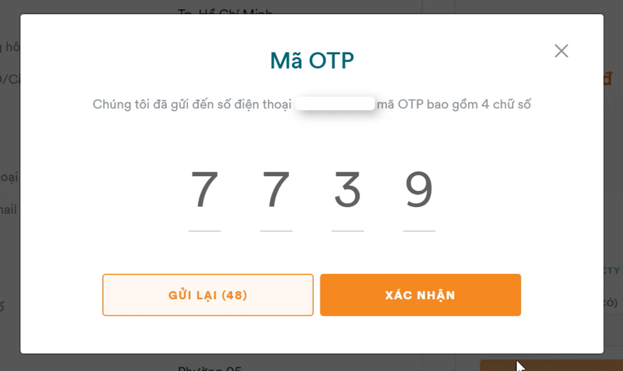Bước 5: Xác minh mã OTP - Bảo hiểm ung thư FWD