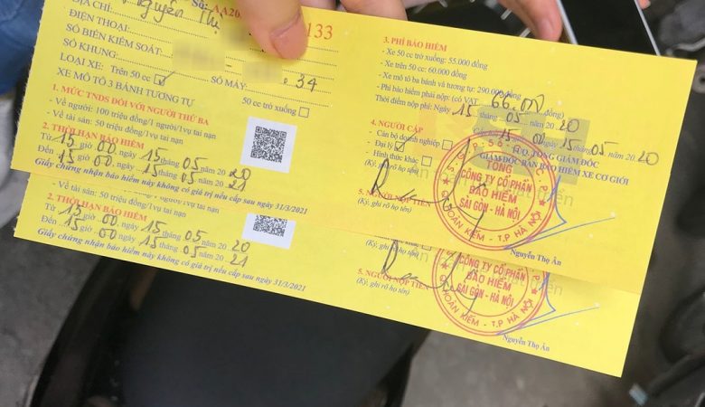 Giấy chứng nhận bảo hiểm xe máy