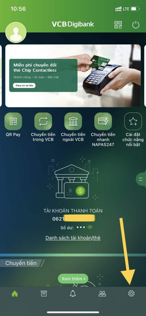 buoc 2 chon cai dat trong vcb digibank