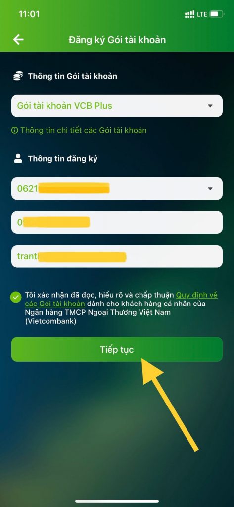 buoc 5 chon tiep tuc va xac nhan